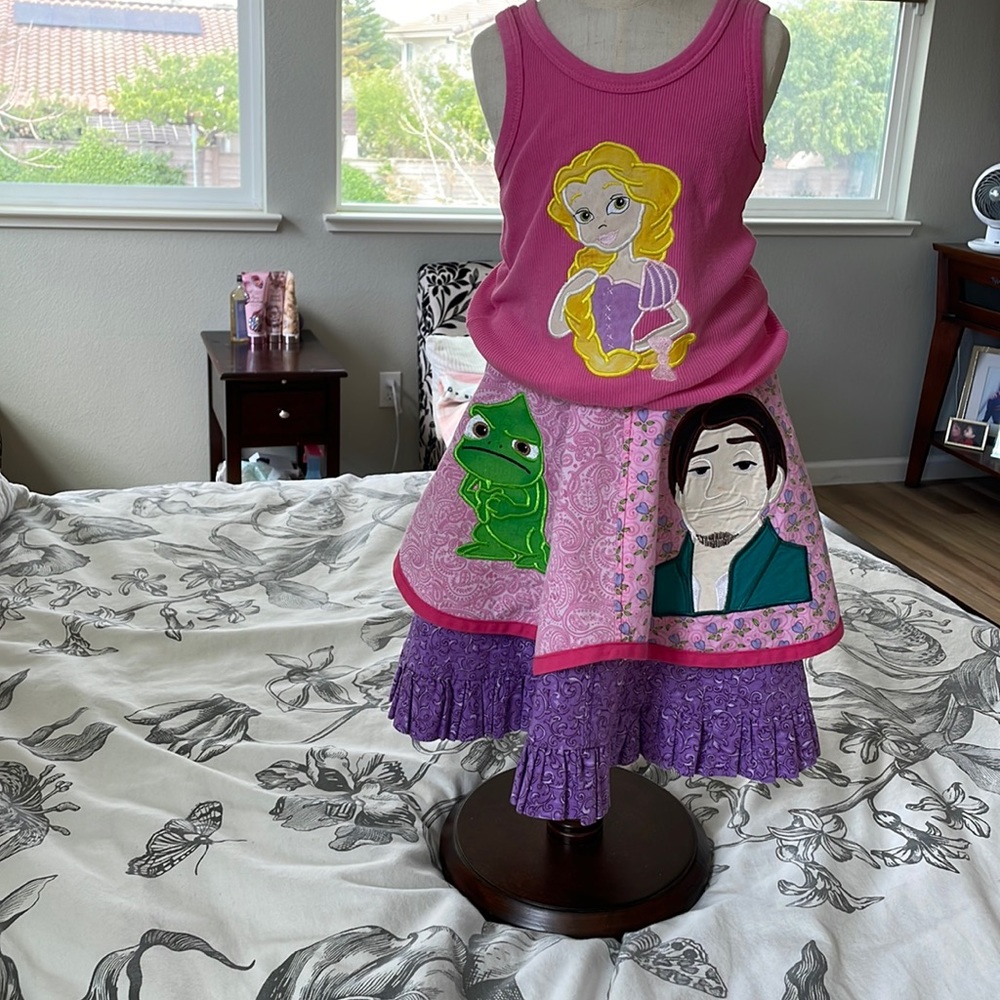 Rapunzel top and skirt hand made size small